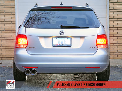 AWE Touring Edition Exhausts for MK5 Jetta, MK6 Sportwagen 2.5L - Polished Silver Tips