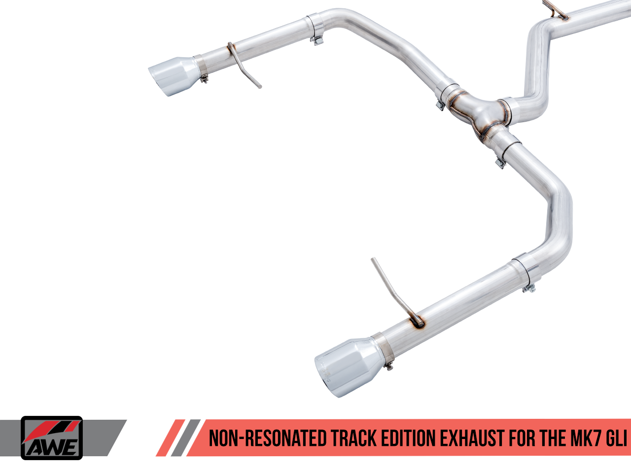 AWE Track Edition Exhaust - Non-Resonated - for MK7 Jetta GLI w/ Stock Downpipe - Chrome Silver Tips