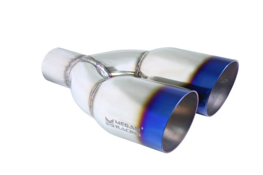 Megan Racing Universal Twin Burnt Roll 3.5-Inch Tips (2.5-Inch Piping) - Driver Side