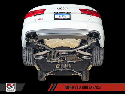 AWE Touring Edition Exhaust for Audi C7 S6 4.0T - Polished Silver Tips