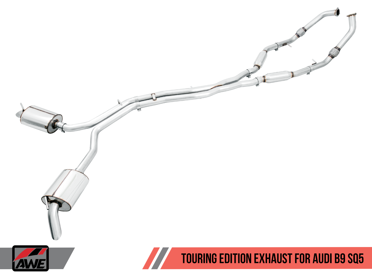 AWE Touring Edition Exhaust for Audi B9 SQ5 - Resonated - No Tips (Turn Downs)