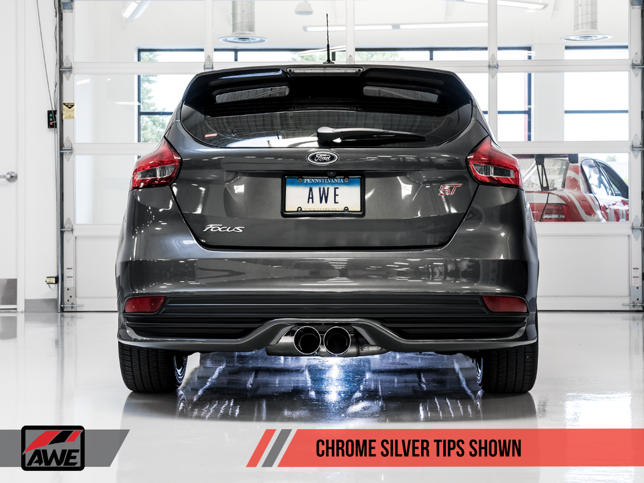 AWE Track Edition Cat-back Exhaust for Ford Focus ST - Chrome Silver Tips