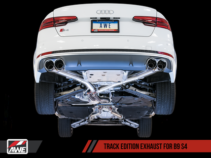 AWE Track Edition Exhaust for Audi B9 S4 - Non-Resonated - Diamond Black 102mm Tips