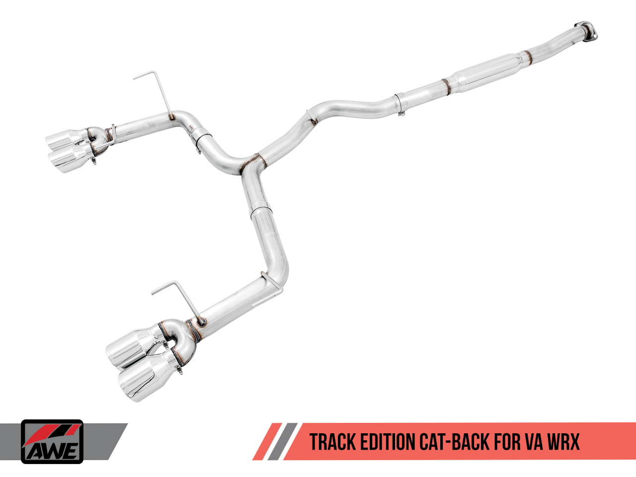 AWE Track Edition Exhaust for VA / GV WRX / STI Sedan - Chrome Silver Quad Tips (102mm)