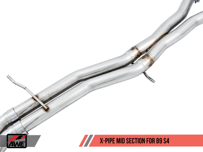 AWE Track Edition Exhaust for Audi B9 S4 - Non-Resonated - Diamond Black 102mm Tips
